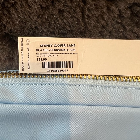 NWT Stoney clover lane periwinkle small pouch with 3 patches sewn on by SCL - Picture 2 of 7